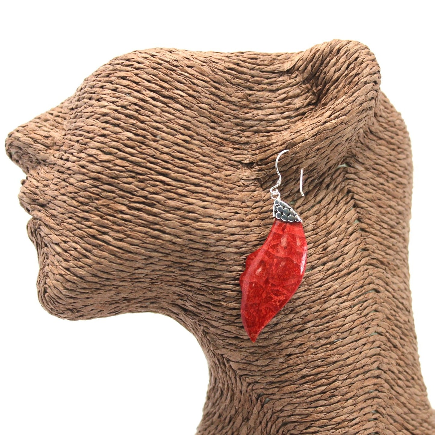 Pendientes de plata y coral - Caída de hojas - Tienda Online de Productos Naturales y Ecológicos