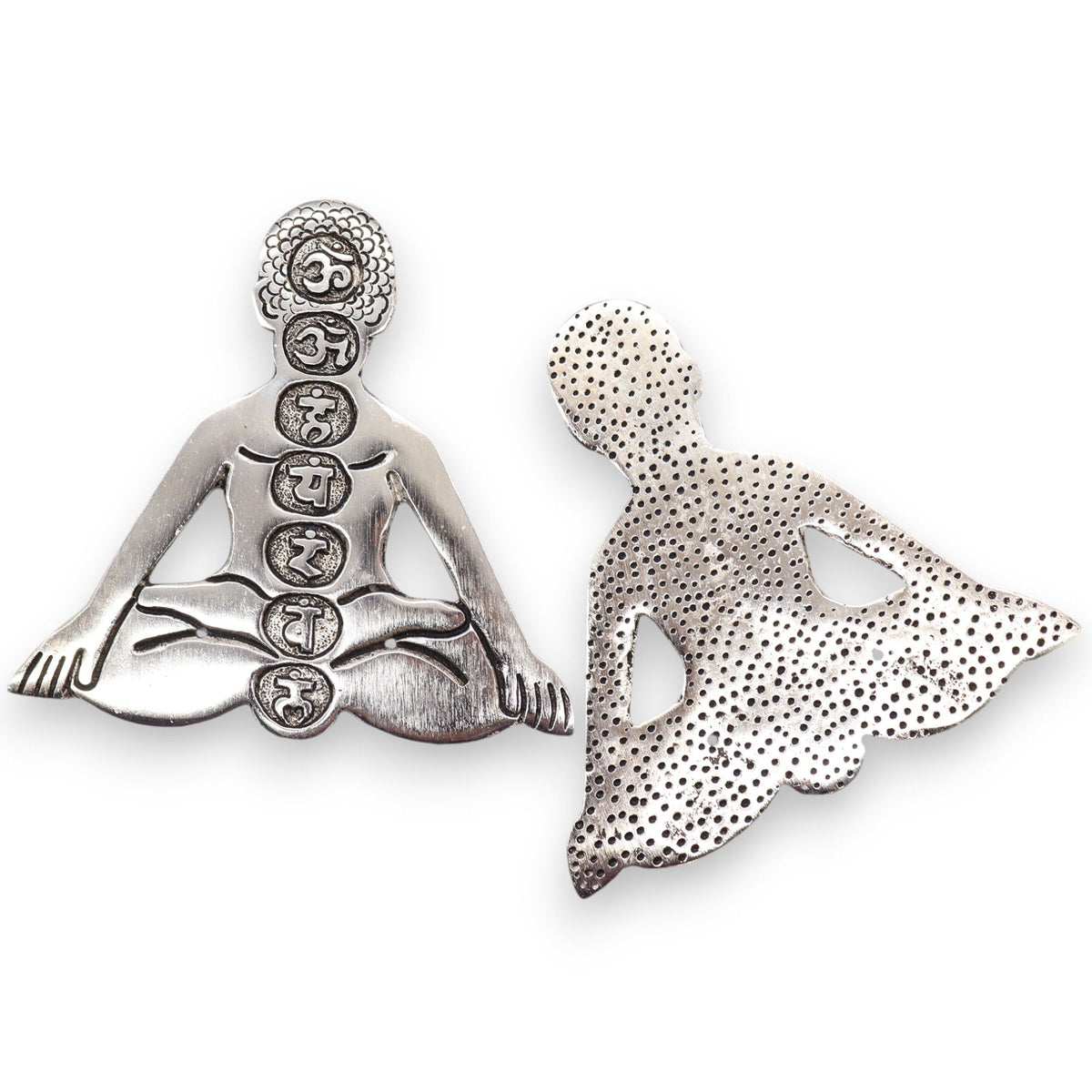 Porta-incienso Yoga Siete Chakras de Aluminio Pulido 12x12cm
