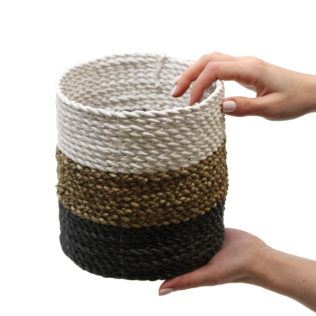 Juego de cestas de algas marinas - Gris oscuro / Blanco / Natural - Tienda Online de Productos Naturales y Ecológicos