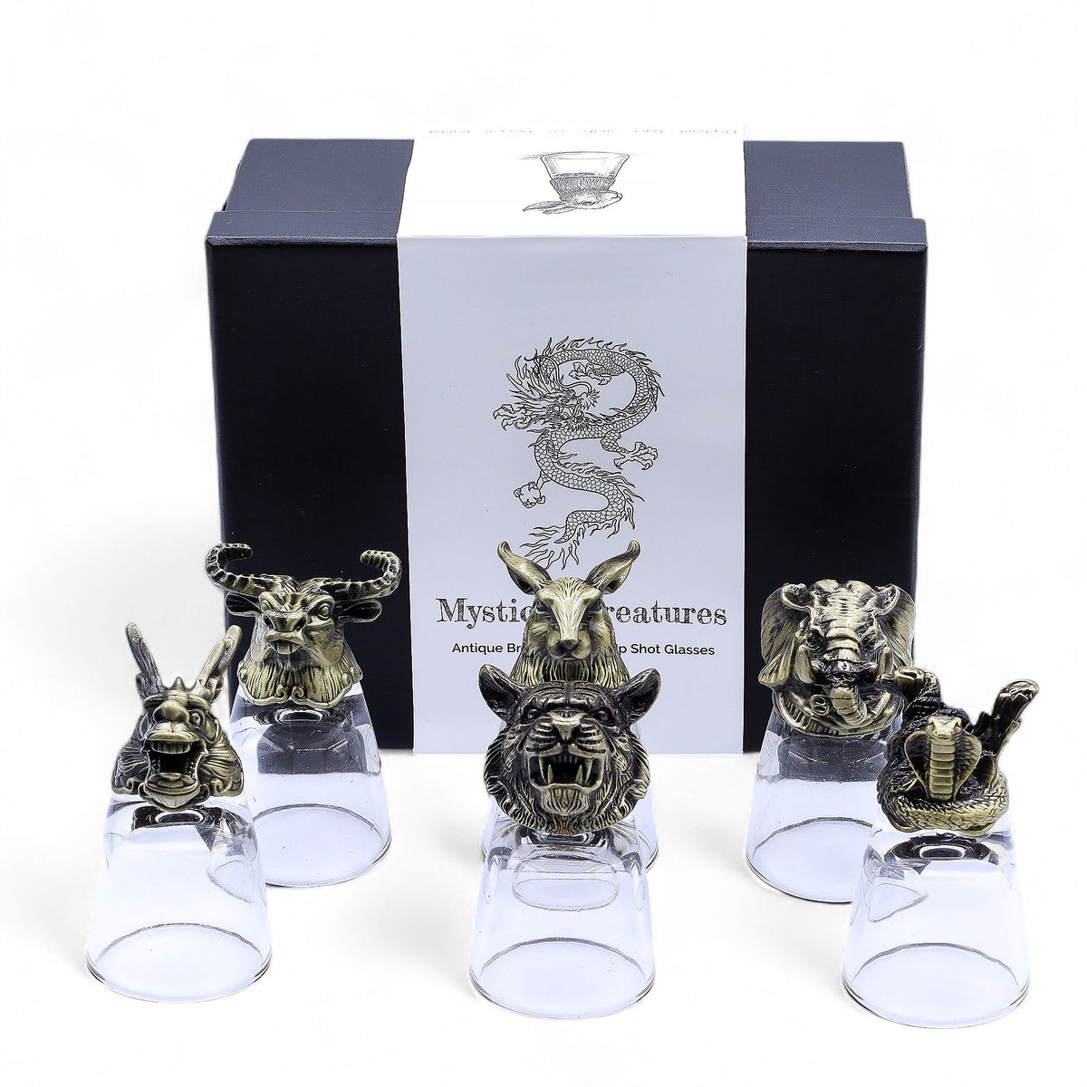 Set de regalo de 6 vasos de chupito (50 ml) - Criaturas Salvajes del Bosque - Bronce antiguo - Tienda Online de Productos Naturales y Ecológicos