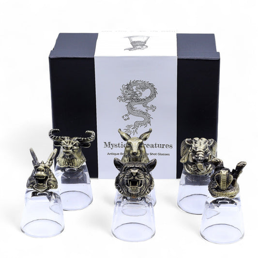 Set de regalo de 6 vasos de chupito (50 ml) - Criaturas Salvajes del Bosque - Bronce antiguo - Tienda Online de Productos Naturales y Ecológicos