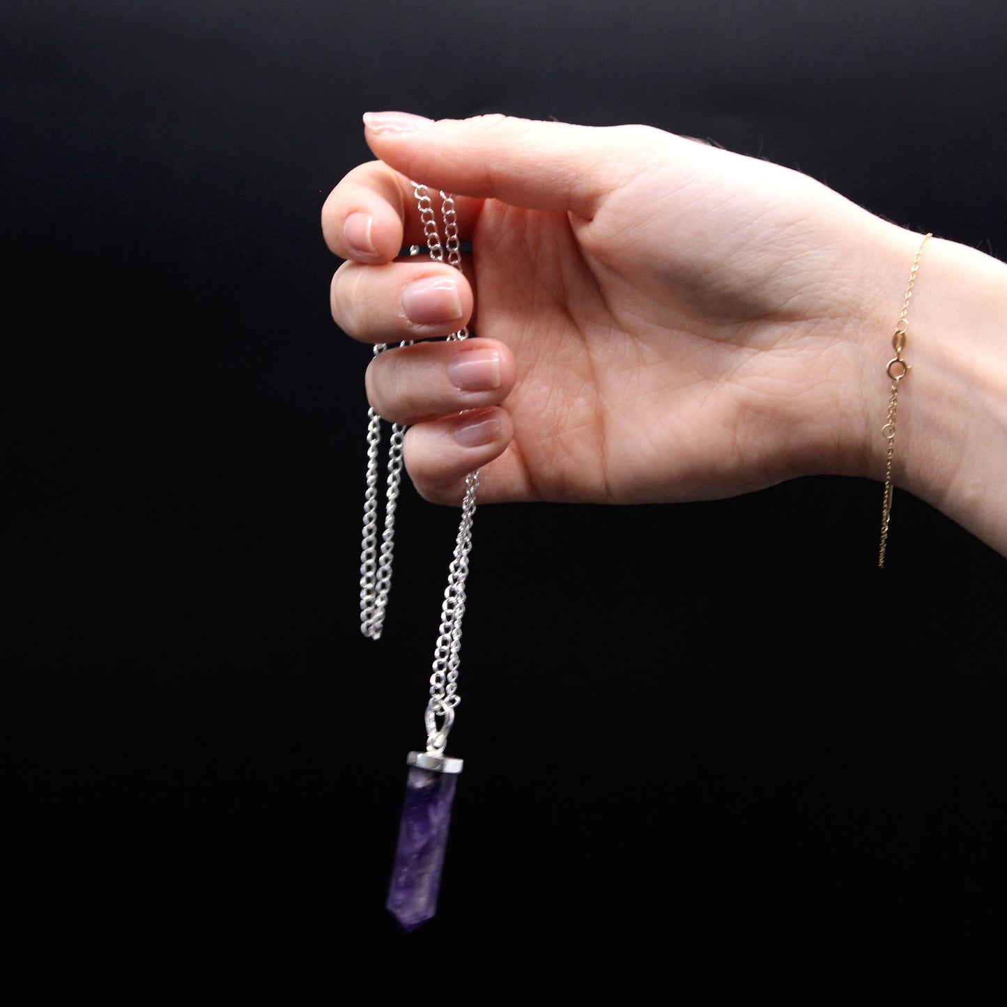 Colgante de Punto Clásico de Piedras Preciosas - Ágata Negra - Tienda Online de Productos Naturales y Ecológicos