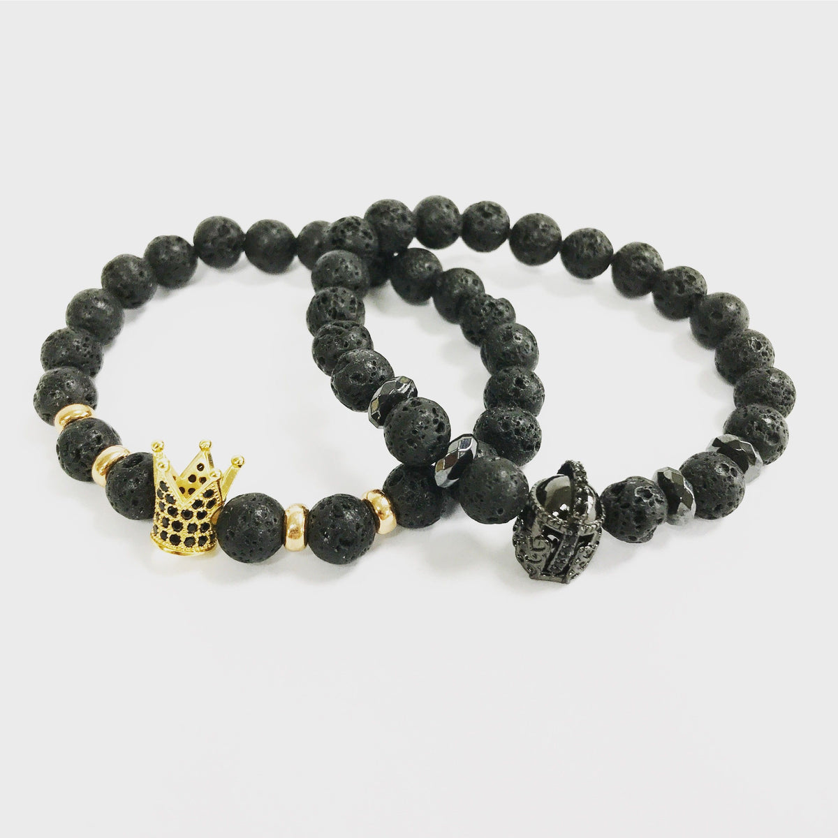 Casco de caballero / piedra de lava - pulsera de piedras preciosas - Tienda Online de Productos Naturales y Ecológicos