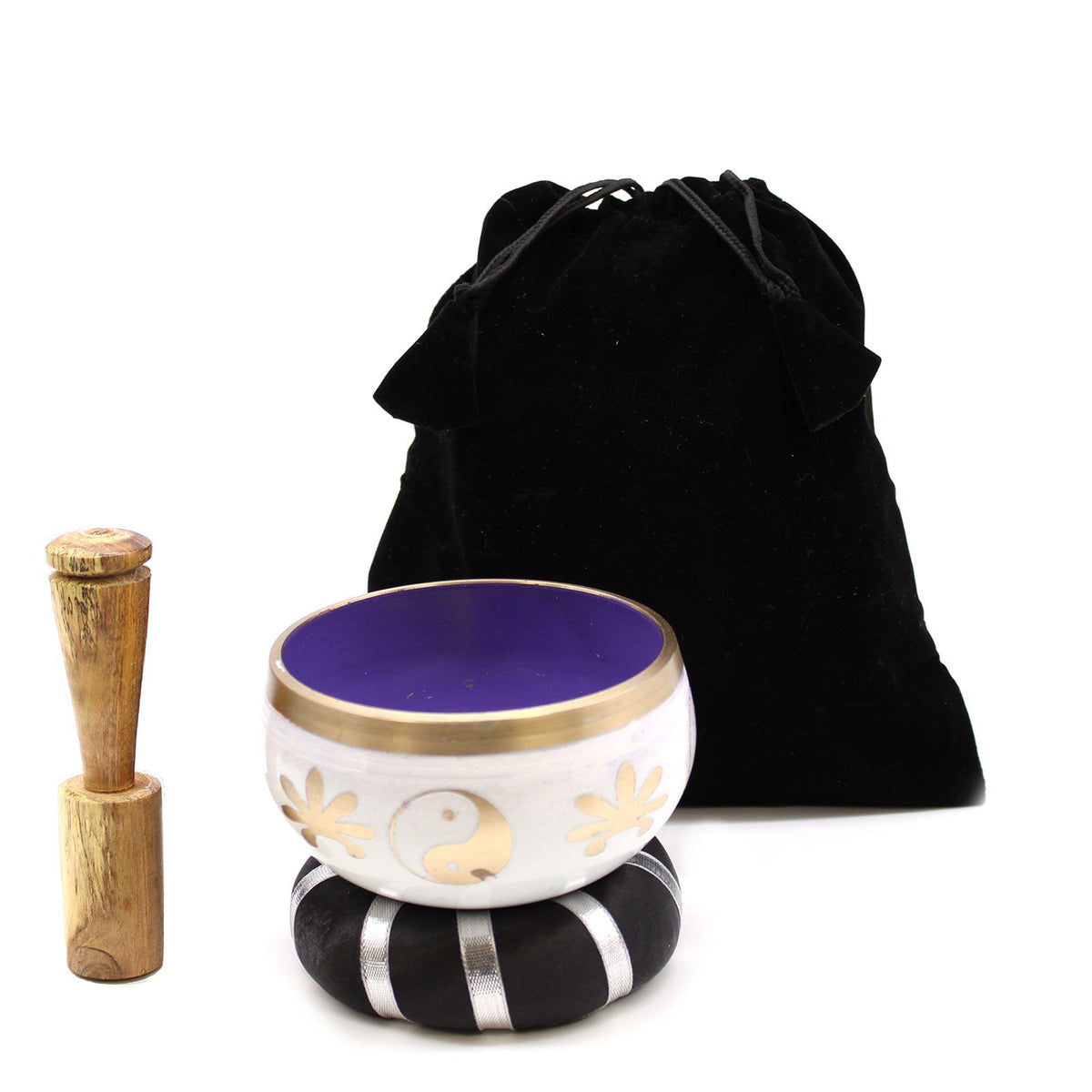 Juego de Cuenco Tibetano - Yin & Yang - Blanco/Morado 10,7 cm - Tienda Online de Productos Naturales y Ecológicos