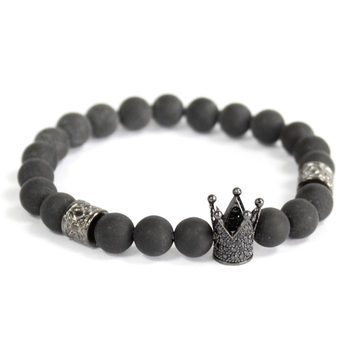 Corona de cristal / Ágata negra - Pulsera de piedras preciosas - Tienda Online de Productos Naturales y Ecológicos