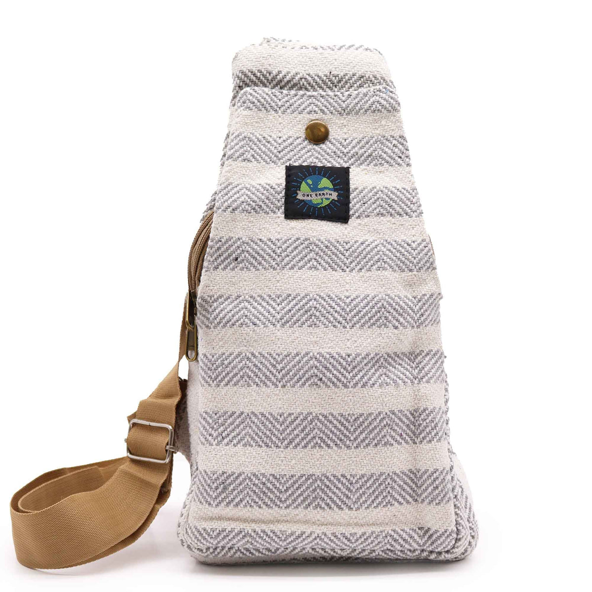 Bolso Bandolera de Algodon Natural - Gris y Blanco - Tienda Online de Productos Naturales y Ecológicos