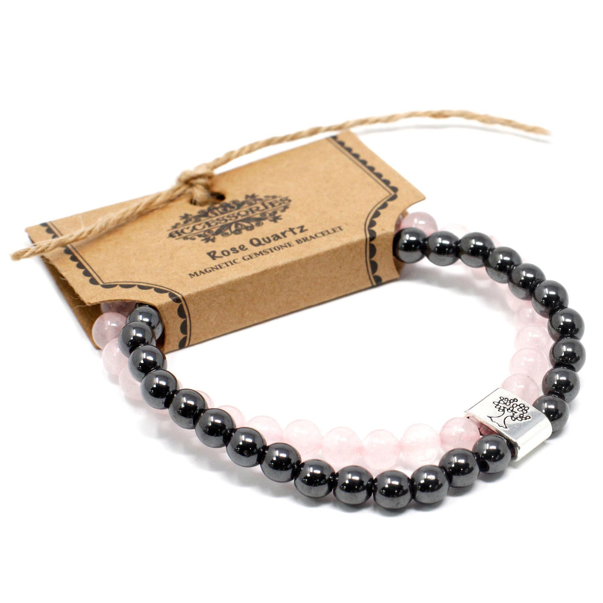 Pulsera de Piedras Preciosas Magnéticas - Cuarzo rosa - Tienda Online de Productos Naturales y Ecológicos