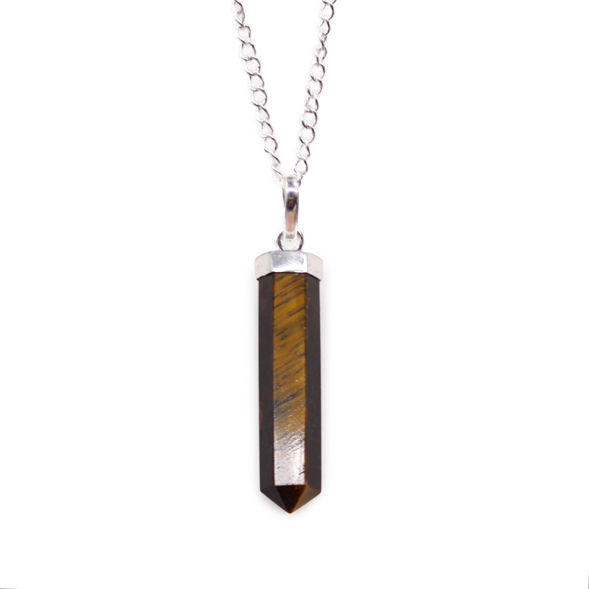 Colgante de Punto Clásico de Piedras Preciosas - Ojo de Tigre - Tienda Online de Productos Naturales y Ecológicos