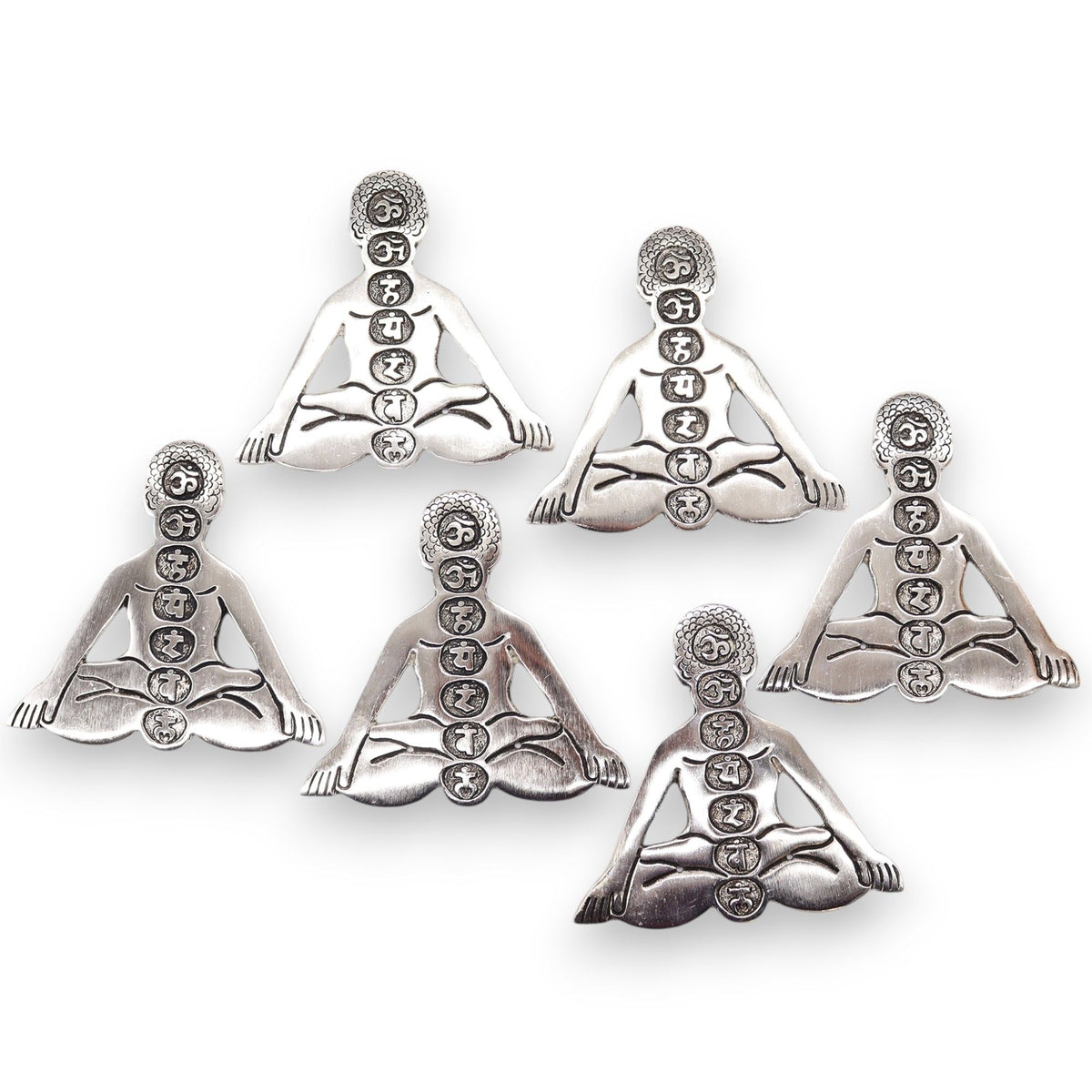 Porta-incienso Yoga Siete Chakras de Aluminio Pulido 12x12cm