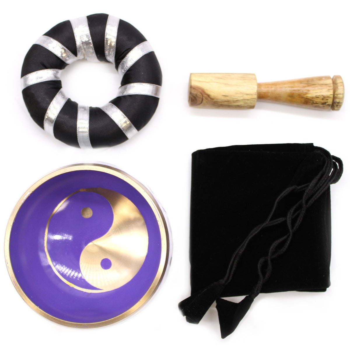 Juego de Cuenco Tibetano - Yin & Yang - Blanco/Morado 10,7 cm - Tienda Online de Productos Naturales y Ecológicos