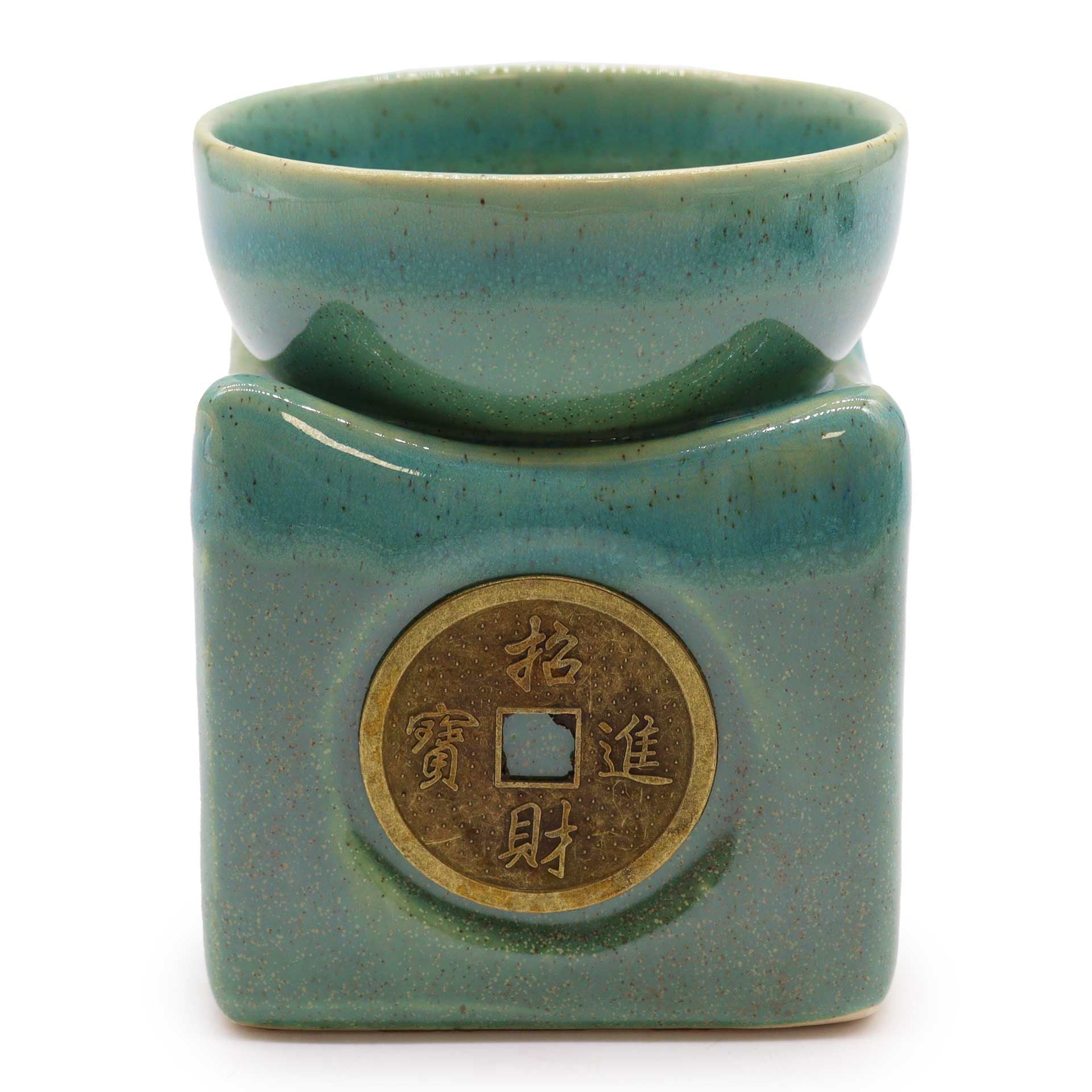 Quemador de Aceite Grande Moneda de la Suerte - Jade - Tienda Online de Productos Naturales y Ecológicos