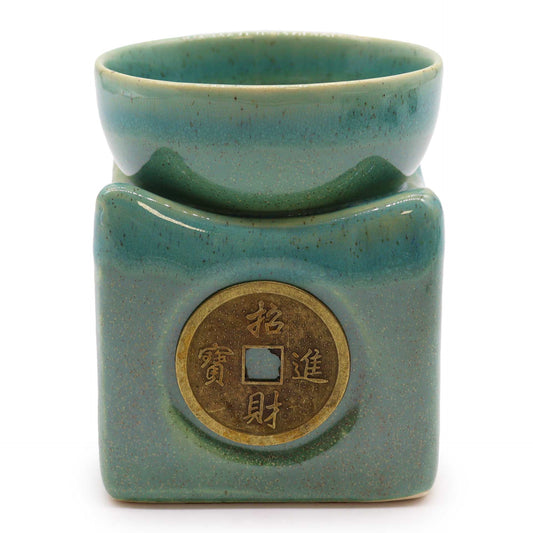 Quemador de Aceite Grande Moneda de la Suerte - Jade - Tienda Online de Productos Naturales y Ecológicos
