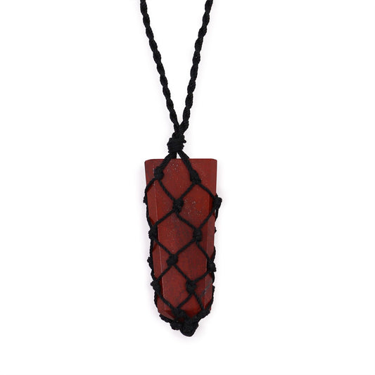 Colgante de punta plana con piedras preciosas entrelazada - Jaspe rojo - Tienda Online de Productos Naturales y Ecológicos