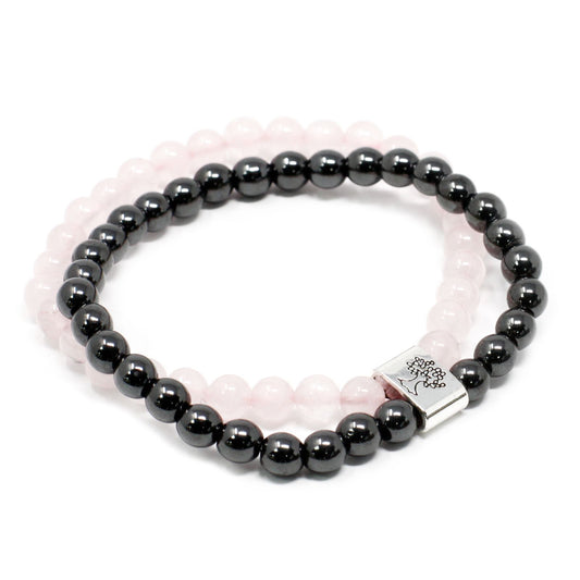 Pulsera de Piedras Preciosas Magnéticas - Cuarzo rosa - Tienda Online de Productos Naturales y Ecológicos