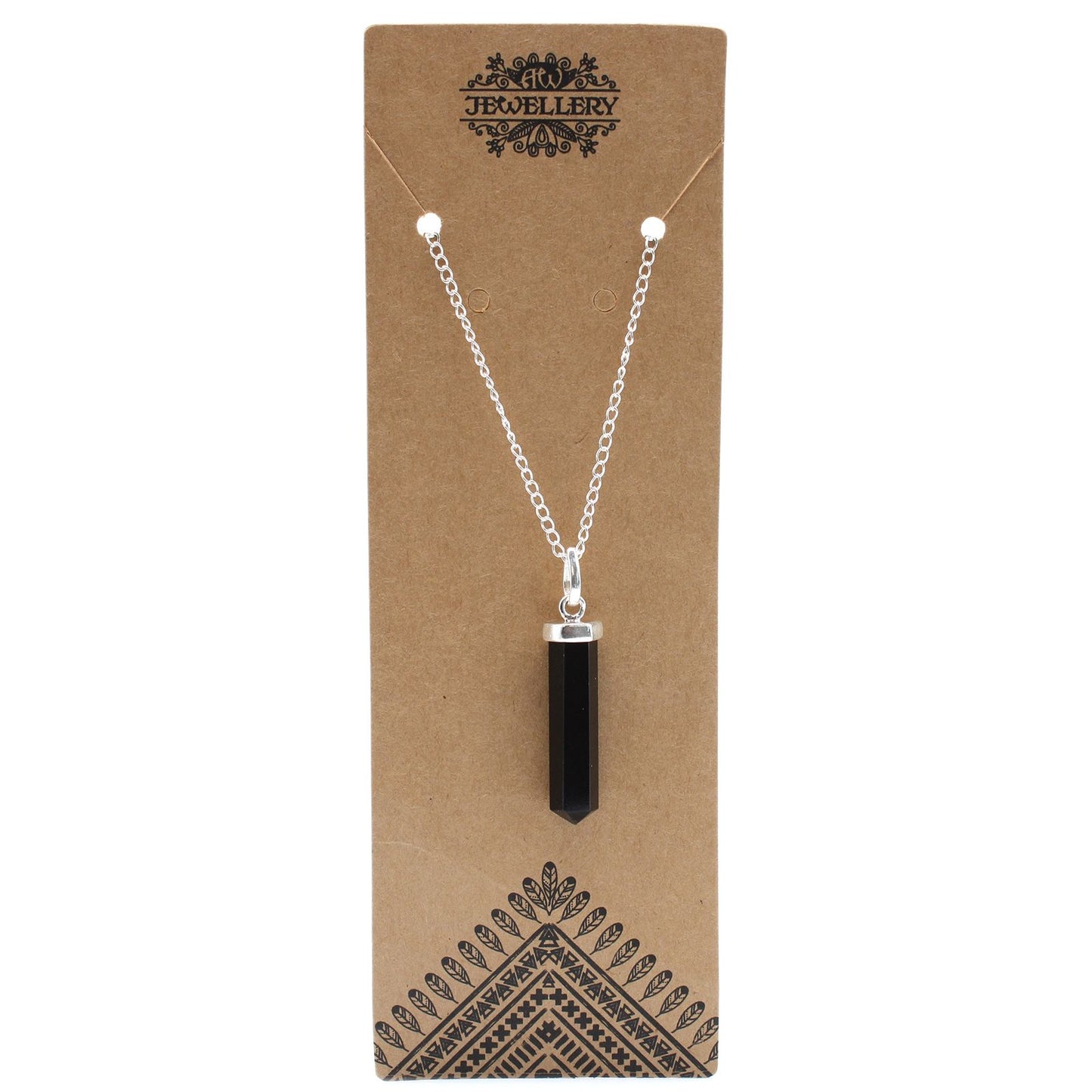 Colgante de Punto Clásico de Piedras Preciosas - Ágata Negra - Tienda Online de Productos Naturales y Ecológicos