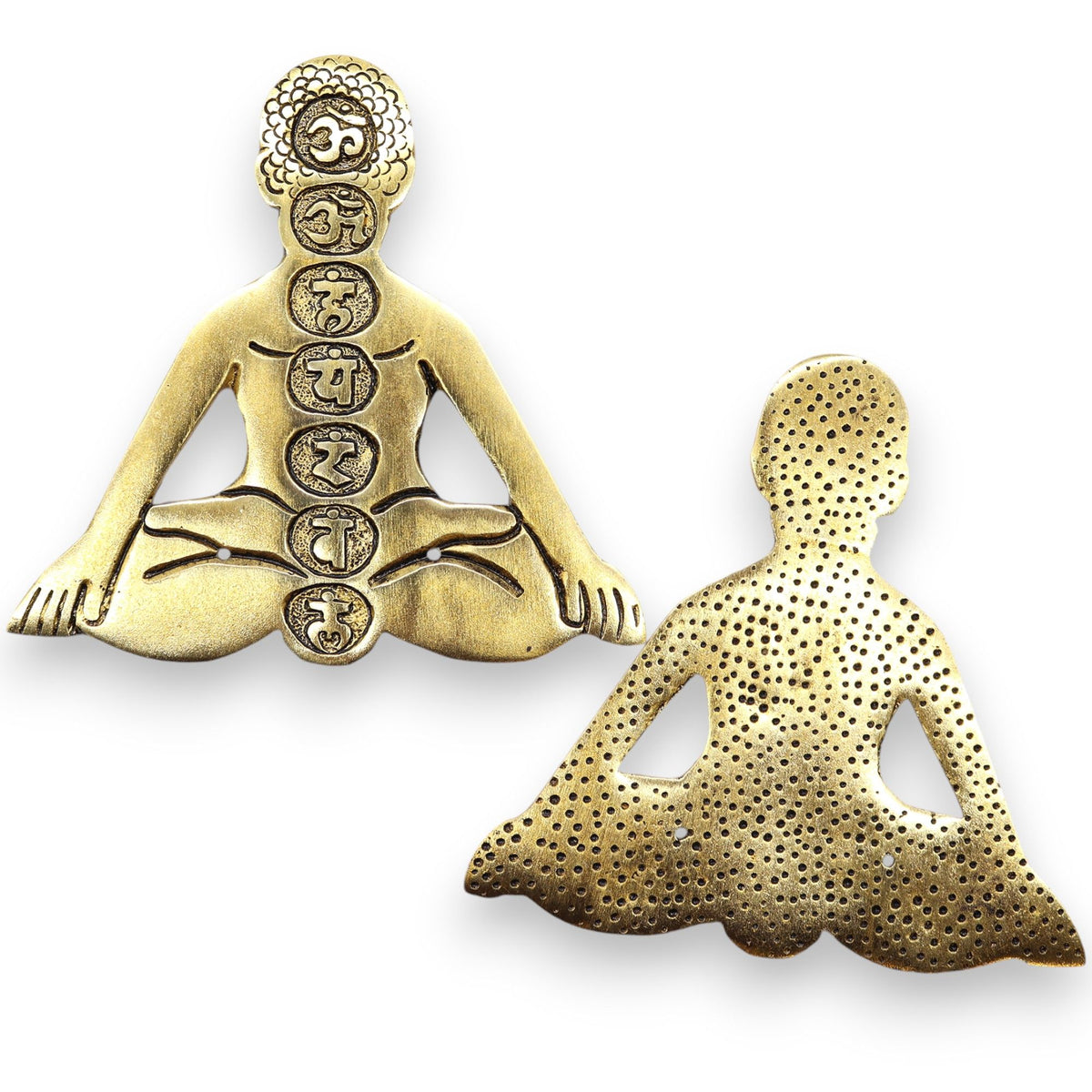 Porta Incienso Yoga Siete Chakras Aluminio Dorado 12x12cm - Tienda Online de Productos Naturales y Ecológicos