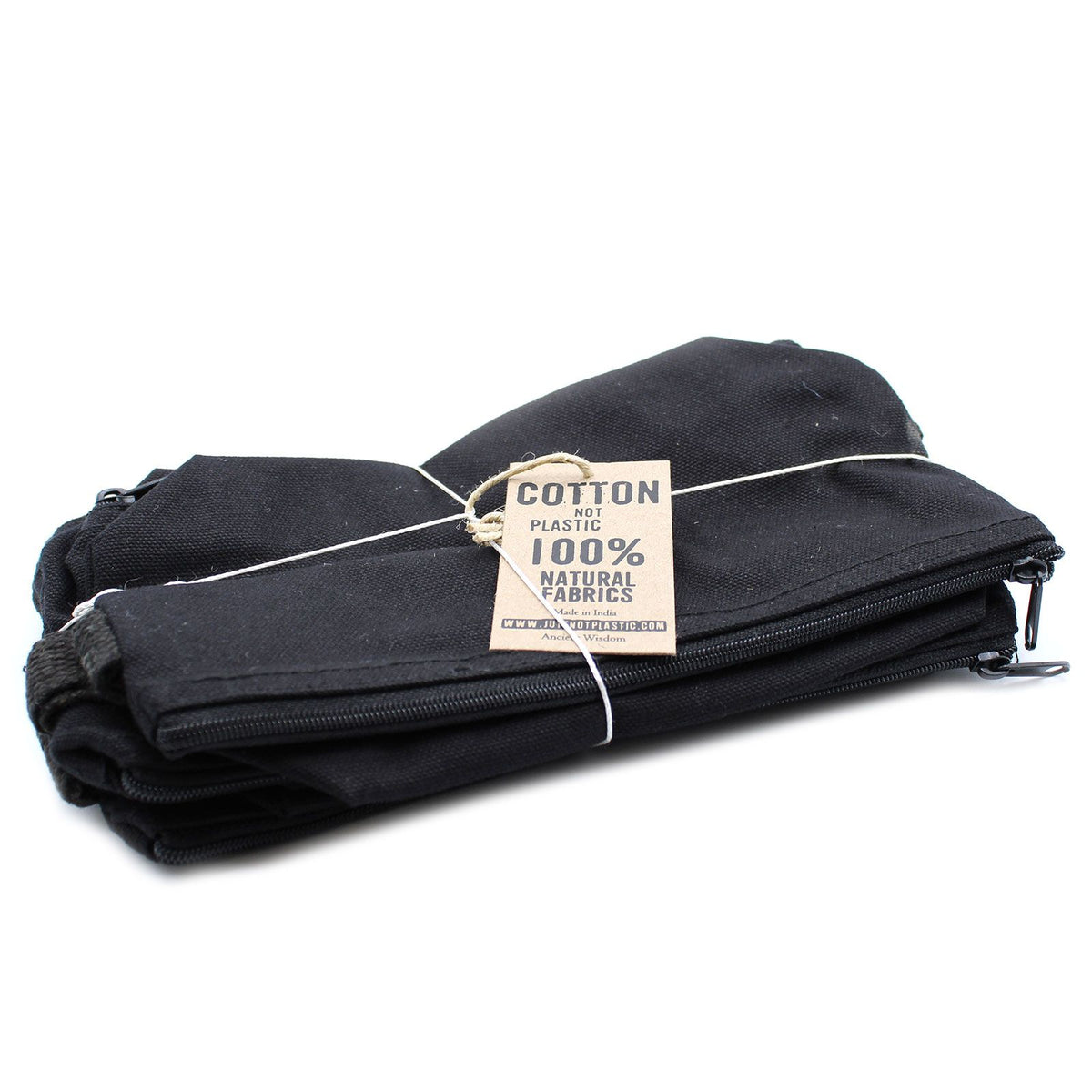 Neceser de algodón negro 10 oz - correa de mano - Tienda Online de Productos Naturales y Ecológicos