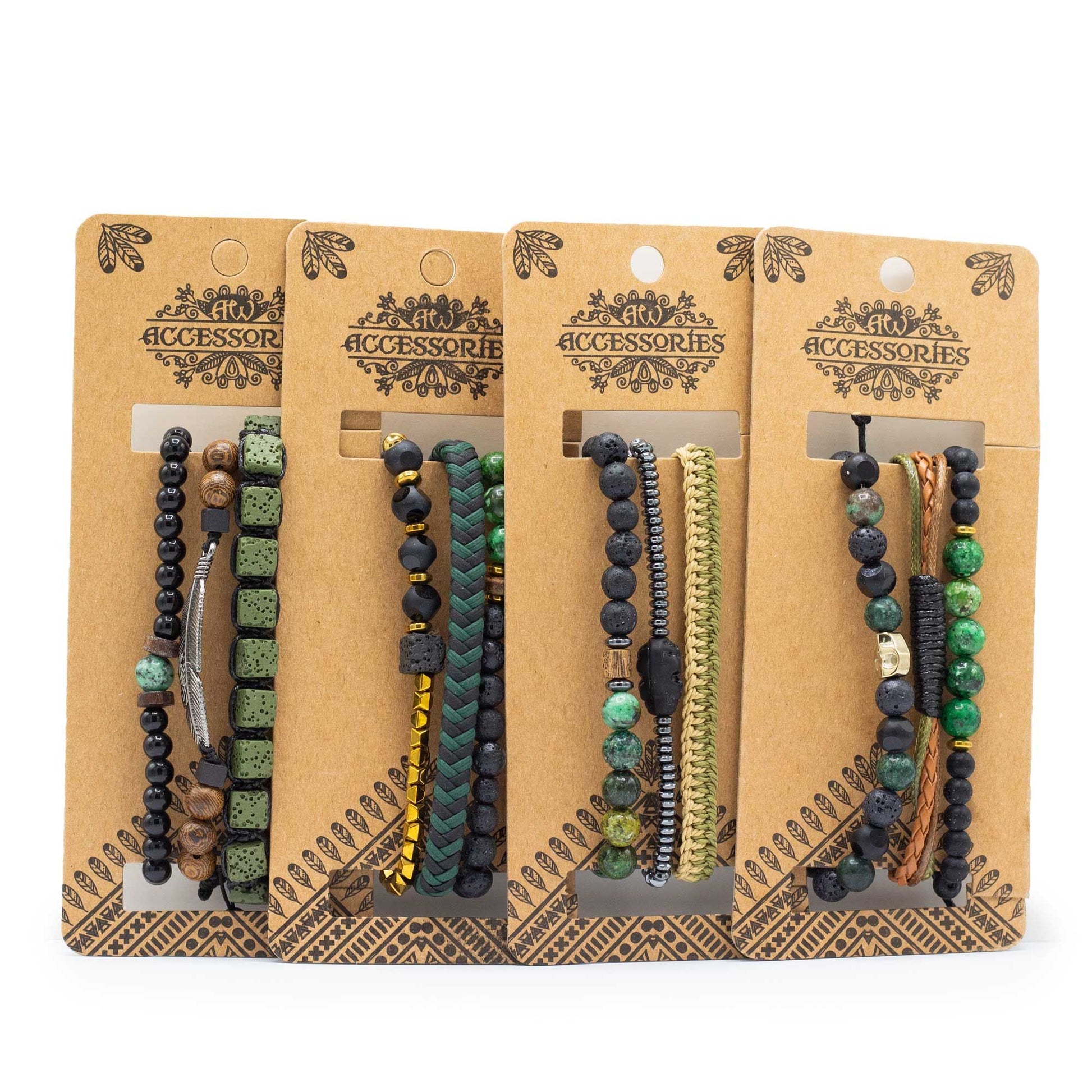 Set de Pulseras para Hombre - Verde Exterior - Tienda Online de Productos Naturales y Ecológicos