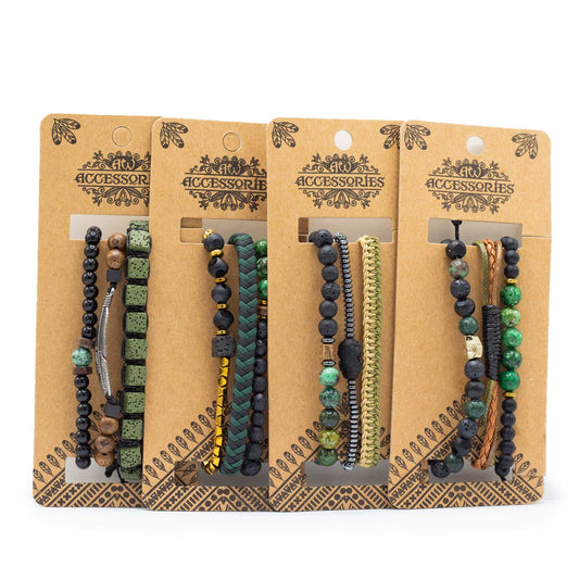 Set de Pulseras para Hombre - Verde Exterior - Tienda Online de Productos Naturales y Ecológicos