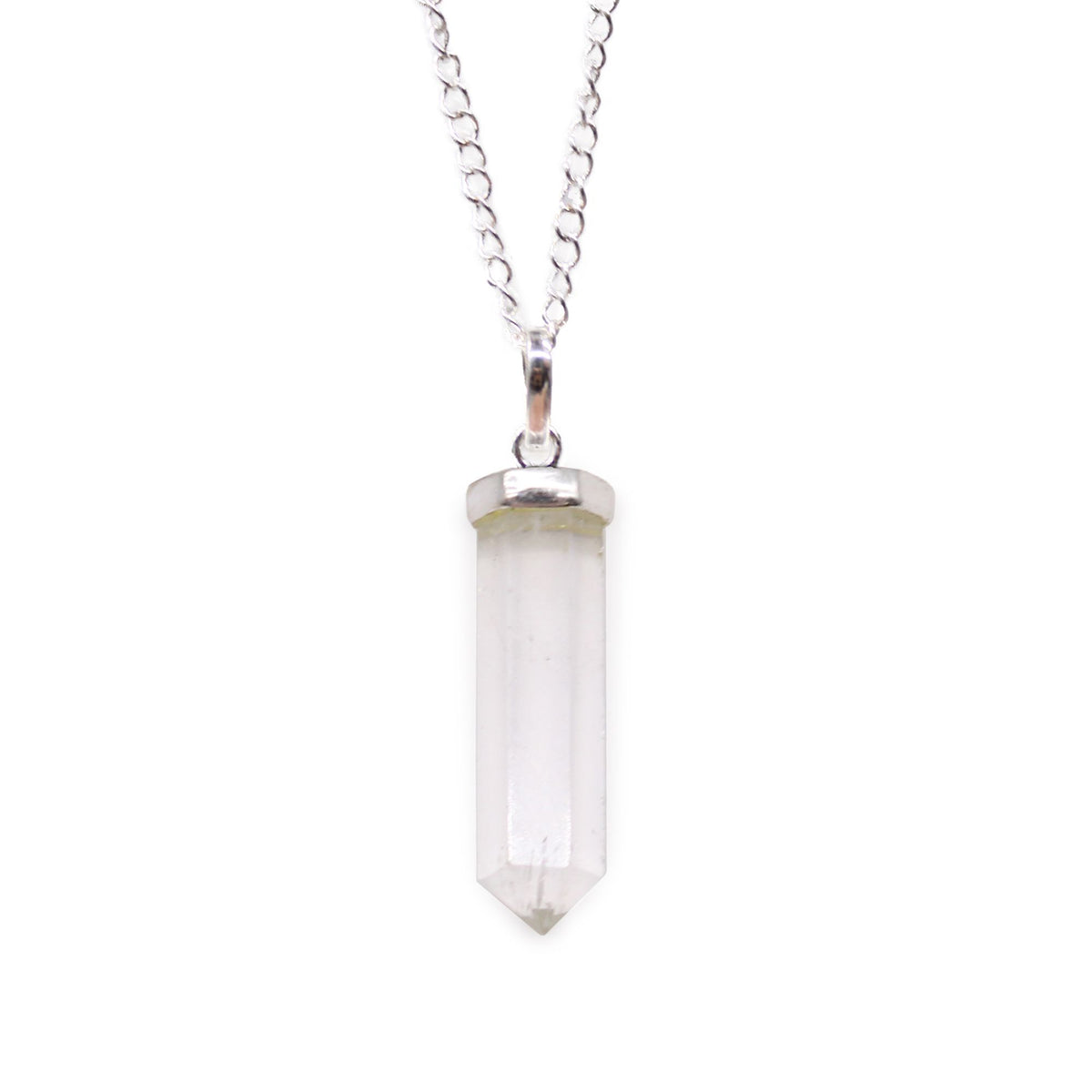 Colgante de Punto Clásico de Piedras Preciosas - Cuarzo de Roca - Tienda Online de Productos Naturales y Ecológicos