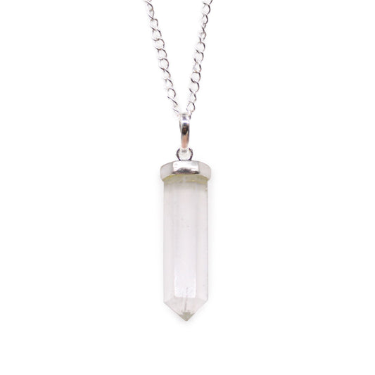 Colgante de Punto Clásico de Piedras Preciosas - Cuarzo de Roca - Tienda Online de Productos Naturales y Ecológicos