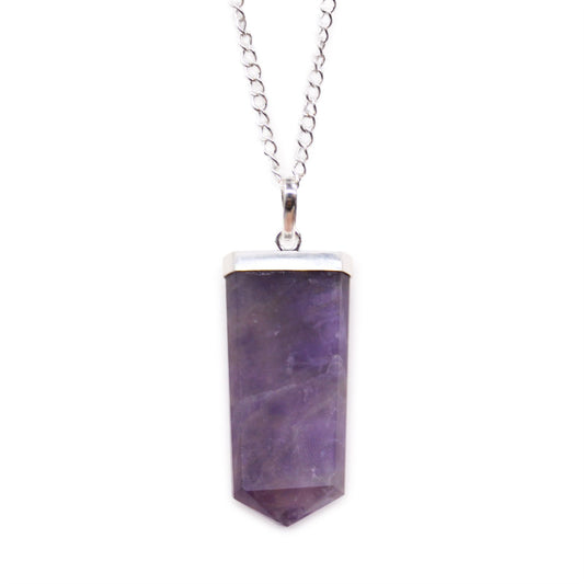 Colgante plano con piedras preciosas - Amatista - Tienda Online de Productos Naturales y Ecológicos