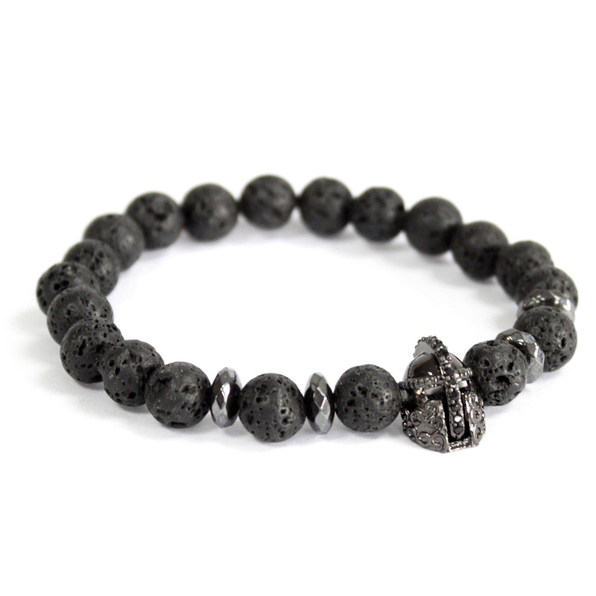 Casco de caballero / piedra de lava - pulsera de piedras preciosas - Tienda Online de Productos Naturales y Ecológicos