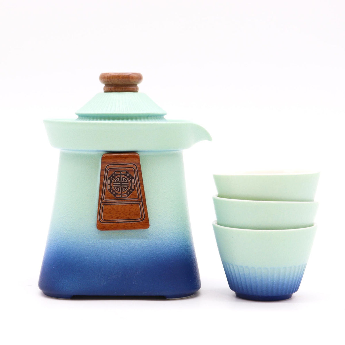 Juego de tetera Temple y tres tazas - Cielo Azul - Tienda Online de Productos Naturales y Ecológicos