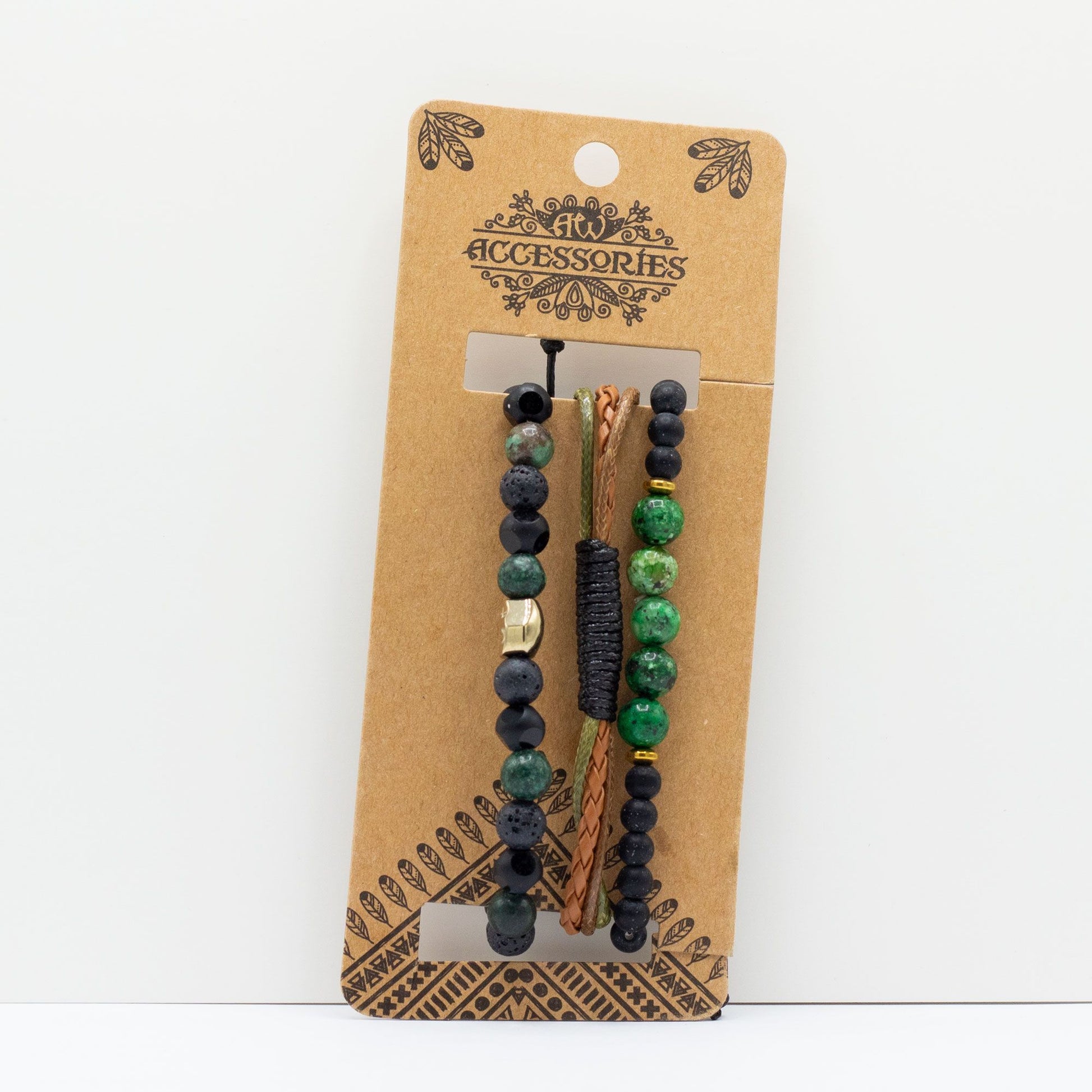 Set de Pulseras para Hombre - Verde Exterior - Tienda Online de Productos Naturales y Ecológicos