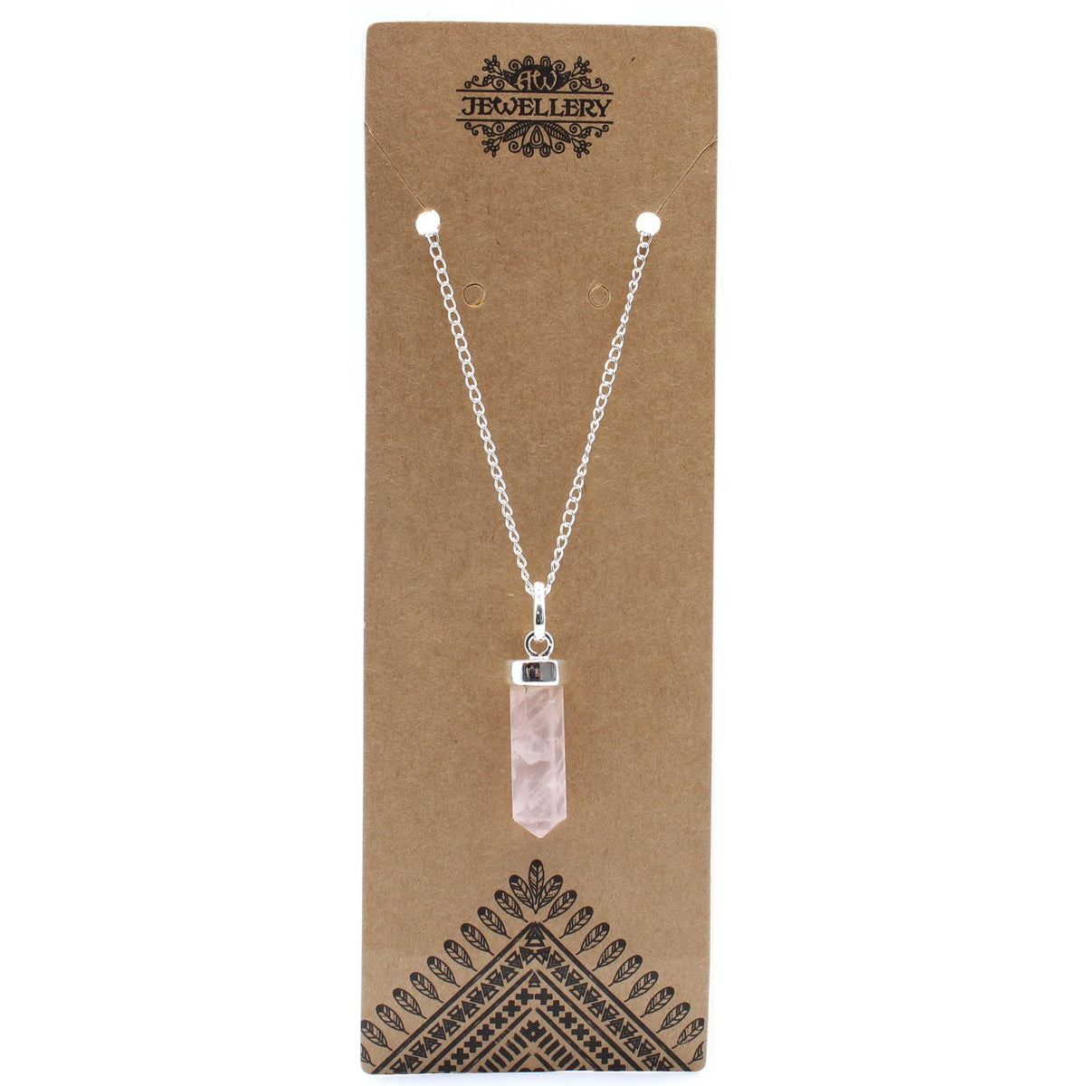 Colgante de Punto Clásico de Piedras Preciosas - Cuarzo Rosa - Tienda Online de Productos Naturales y Ecológicos