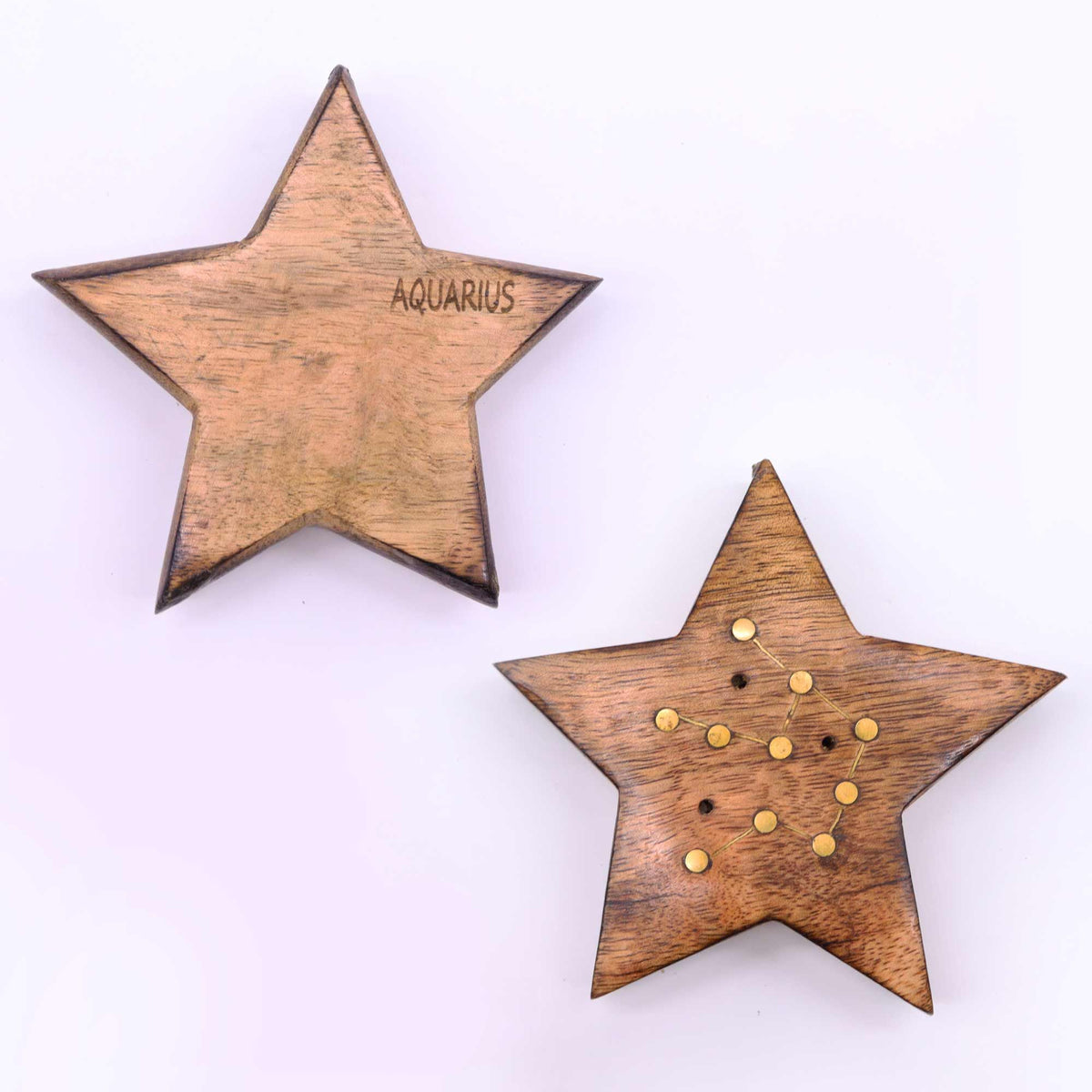 Quemador de incienso con signos del zodíaco de latón grabado - Estrella - Tienda Online de Productos Naturales y Ecológicos