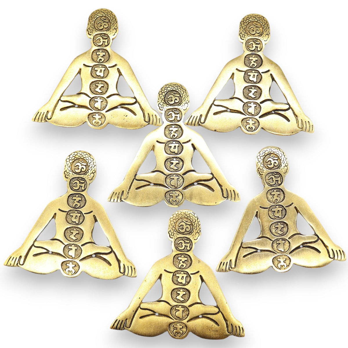 Porta Incienso Yoga Siete Chakras Aluminio Dorado 12x12cm - Tienda Online de Productos Naturales y Ecológicos