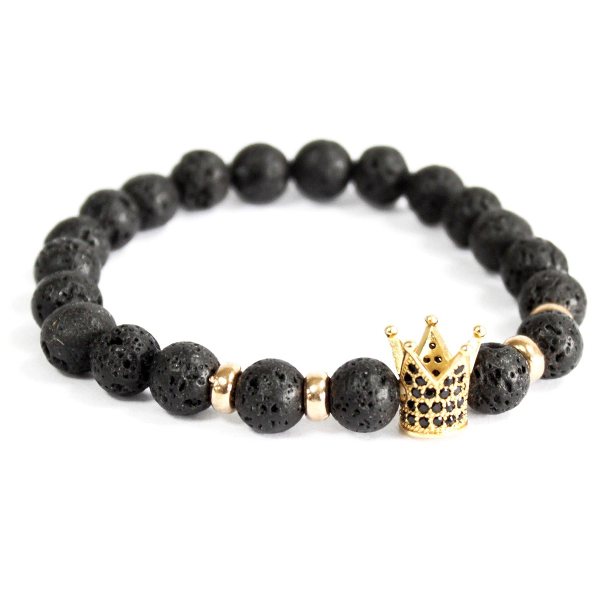 Corona dorada / piedra de lava - pulsera de piedras preciosas - Tienda Online de Productos Naturales y Ecológicos