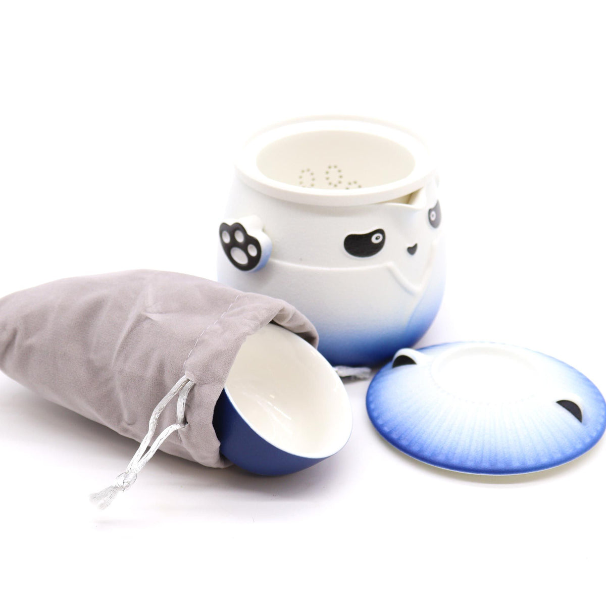 Juego de tetera Panda y tres tazas - Azul Cielo - Tienda Online de Productos Naturales y Ecológicos