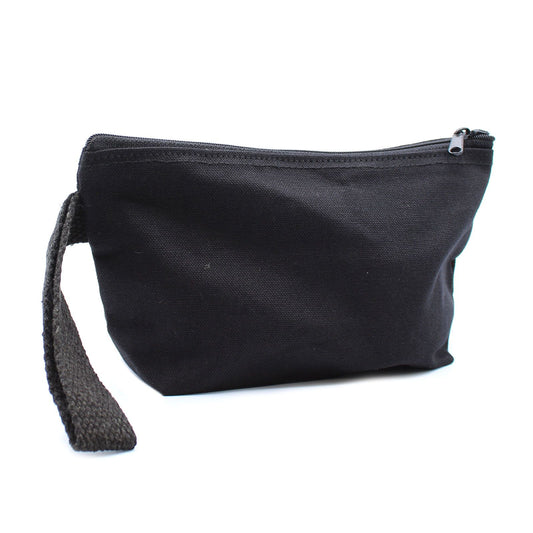 Neceser de algodón negro 10 oz - correa de mano - Tienda Online de Productos Naturales y Ecológicos