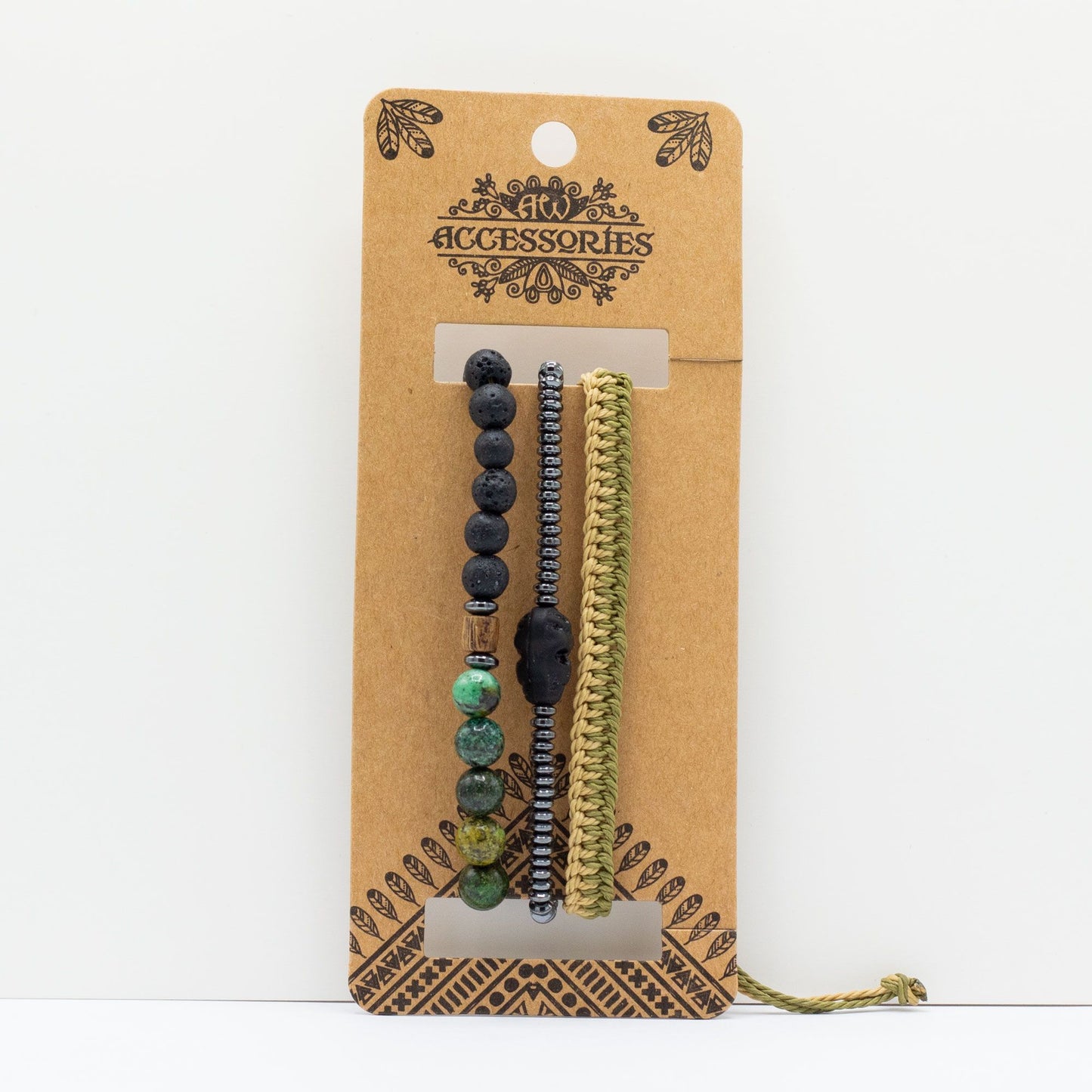Set de Pulseras para Hombre - Verde Exterior - Tienda Online de Productos Naturales y Ecológicos