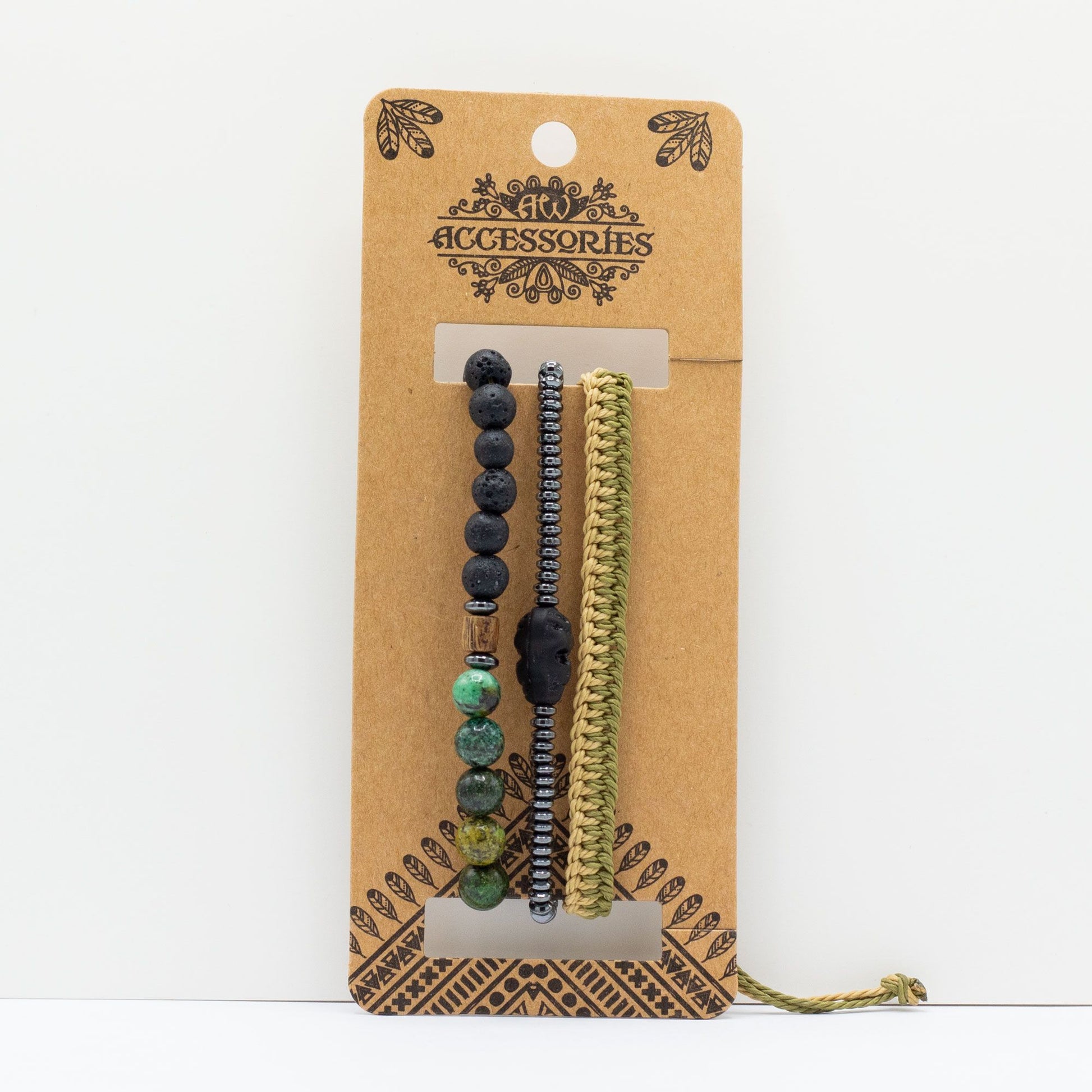 Set de Pulseras para Hombre - Verde Exterior - Tienda Online de Productos Naturales y Ecológicos