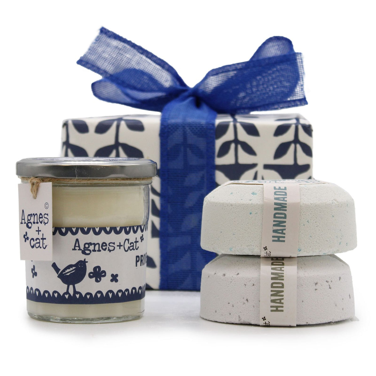 Set de Regalo: Bombas de baño Sal Marina y Musgo & Dolly Azul + Vela de Violeta de Parma - Tienda Online de Productos Naturales y Ecológicos