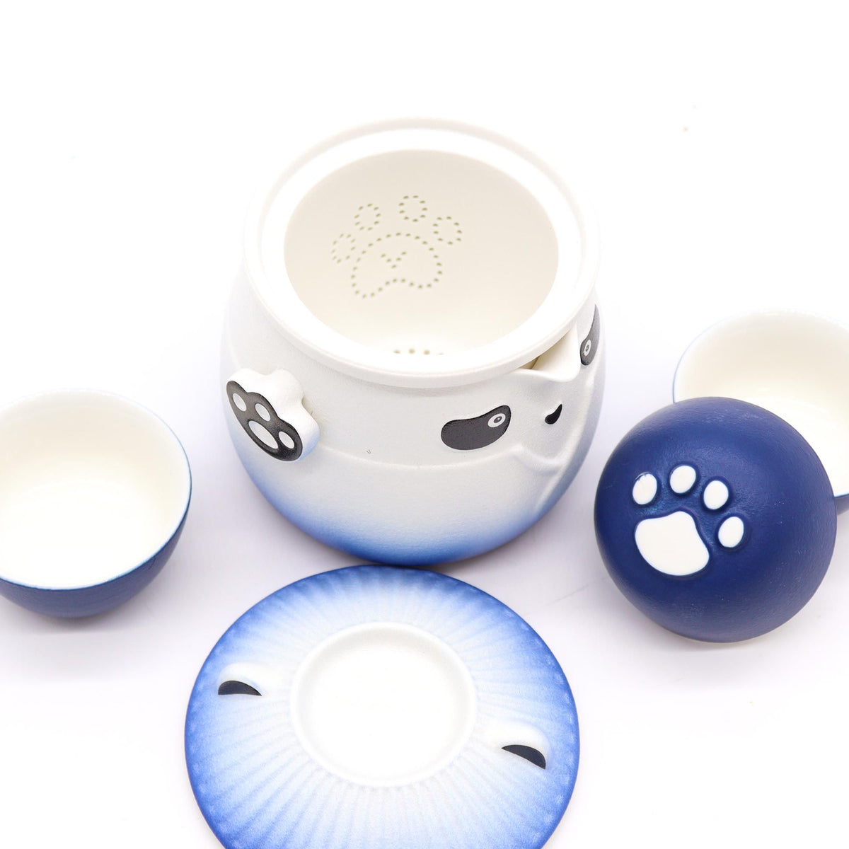 Juego de tetera Panda y tres tazas - Azul Cielo - Tienda Online de Productos Naturales y Ecológicos