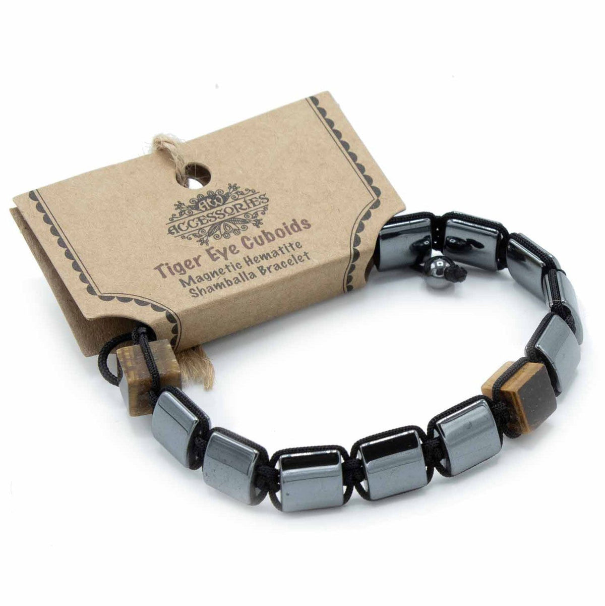 Pulsera Magnética Shamballa de Hematita -  Cuboides Ojo de Tigre - Tienda Online de Productos Naturales y Ecológicos