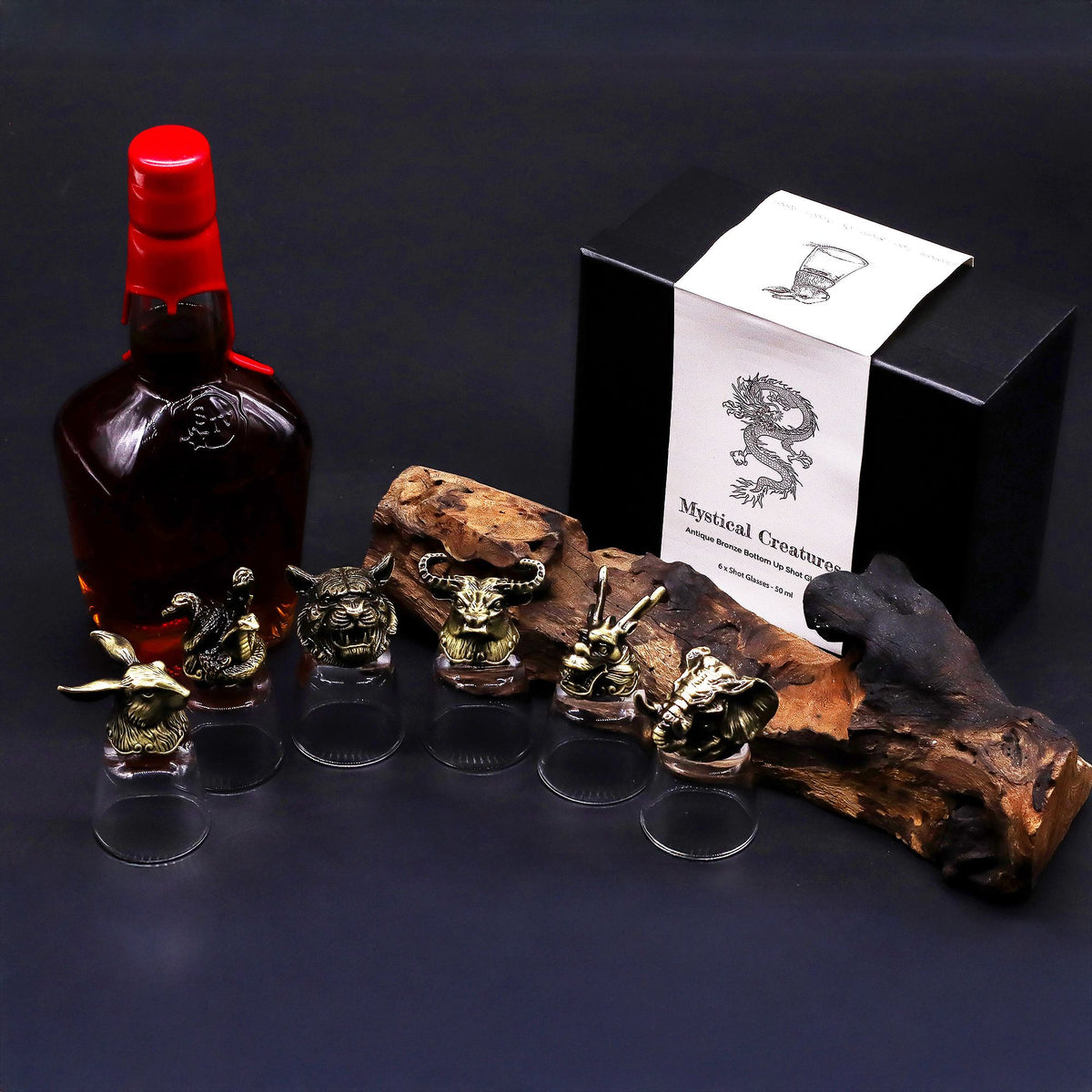 Set de regalo de 6 vasos de chupito (50 ml) - Criaturas Salvajes del Bosque - Bronce antiguo - Tienda Online de Productos Naturales y Ecológicos