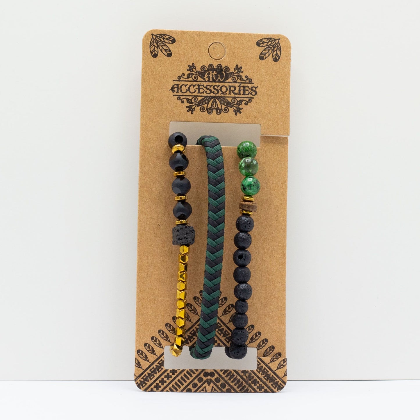 Set de Pulseras para Hombre - Verde Exterior - Tienda Online de Productos Naturales y Ecológicos
