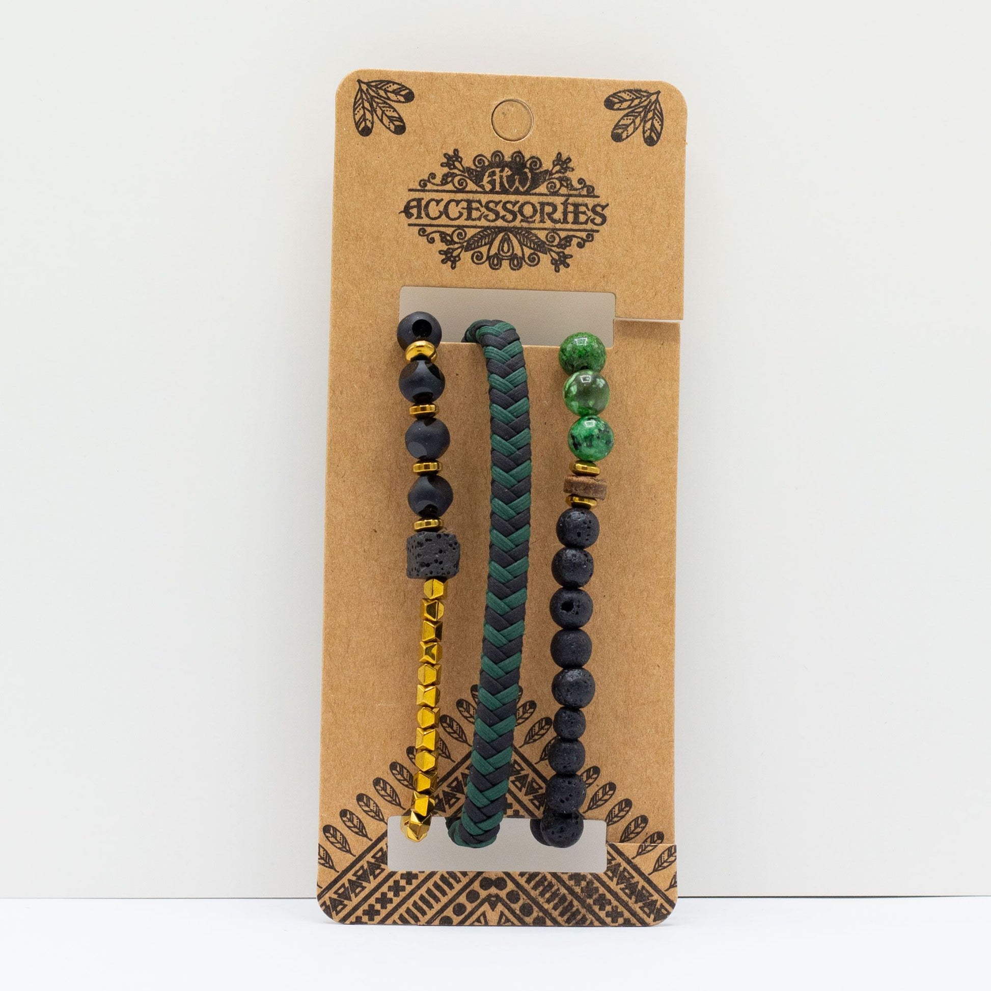 Set de Pulseras para Hombre - Verde Exterior - Tienda Online de Productos Naturales y Ecológicos