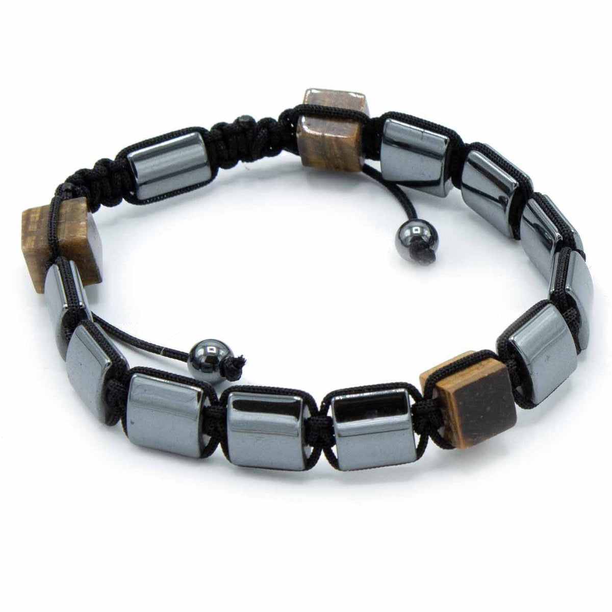 Pulsera Magnética Shamballa de Hematita -  Cuboides Ojo de Tigre - Tienda Online de Productos Naturales y Ecológicos