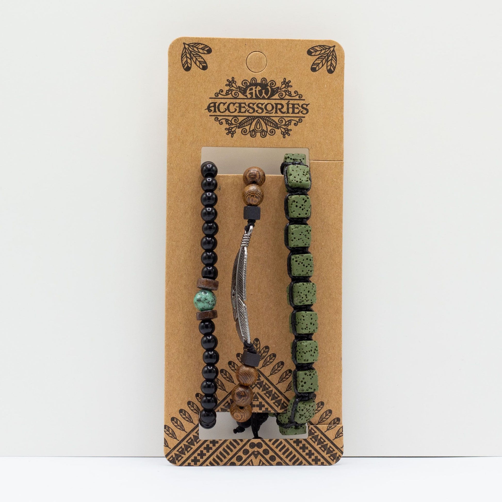 Set de Pulseras para Hombre - Verde Exterior - Tienda Online de Productos Naturales y Ecológicos