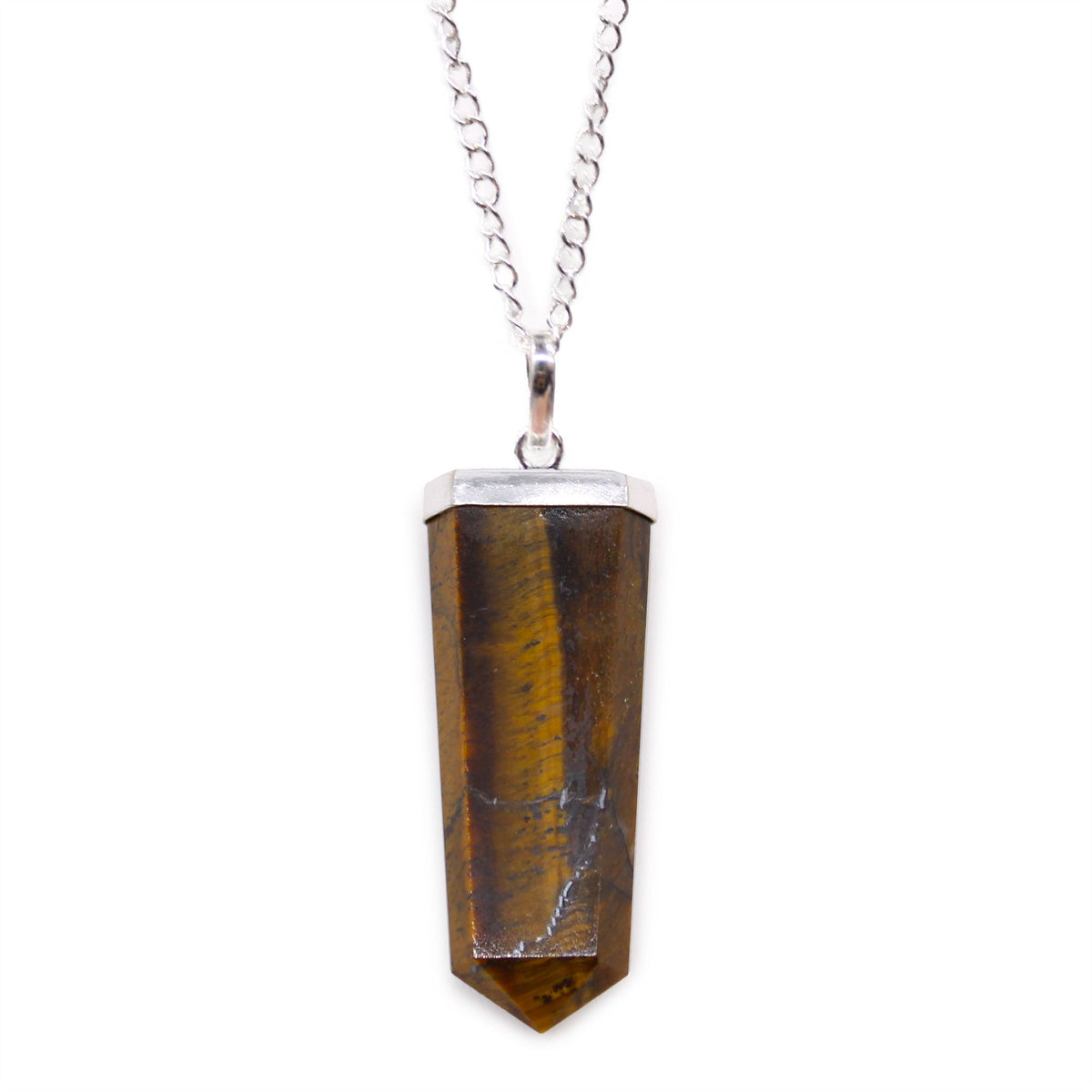 Colgante plano de piedras preciosas - Ojo de tigre - Tienda Online de Productos Naturales y Ecológicos