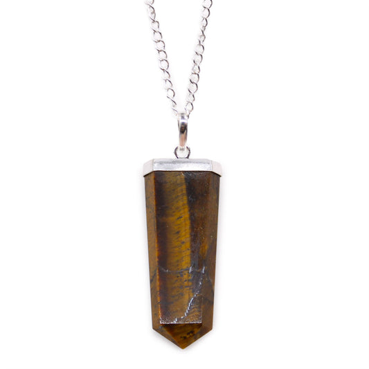 Colgante plano de piedras preciosas - Ojo de tigre - Tienda Online de Productos Naturales y Ecológicos