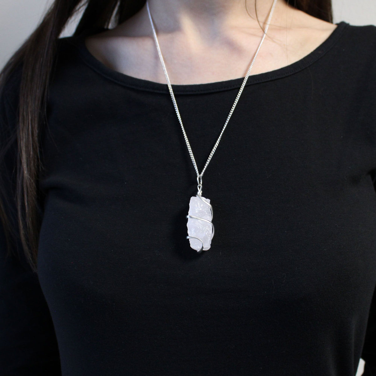 Collar de gemas envueltas en espiral - Opalita en bruto - Tienda Online de Productos Naturales y Ecológicos