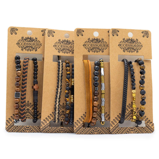 Set de Pulseras para Hombre - Negro y Tostado - Tienda Online de Productos Naturales y Ecológicos
