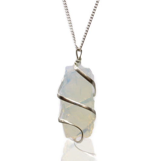 Collar de gemas envueltas en espiral - Opalita en bruto - Tienda Online de Productos Naturales y Ecológicos